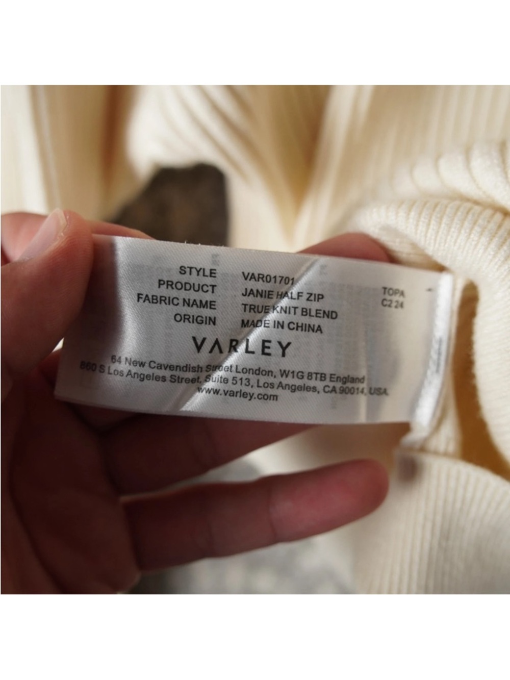 Varley Janie Ribbed Half Zip Knit Sweater women Sz X-Large Ivory STY# VAR01701 - Picture 4 of 10